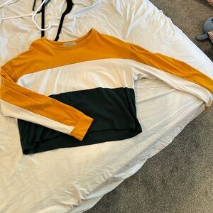 Yellow and green striped crop top
